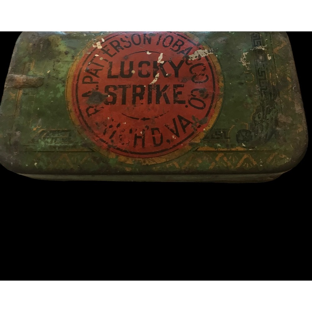 Vintage Lucky Strike Cigarette Tin Box Hinged Lid. R.A. Patterson Tobacco VA